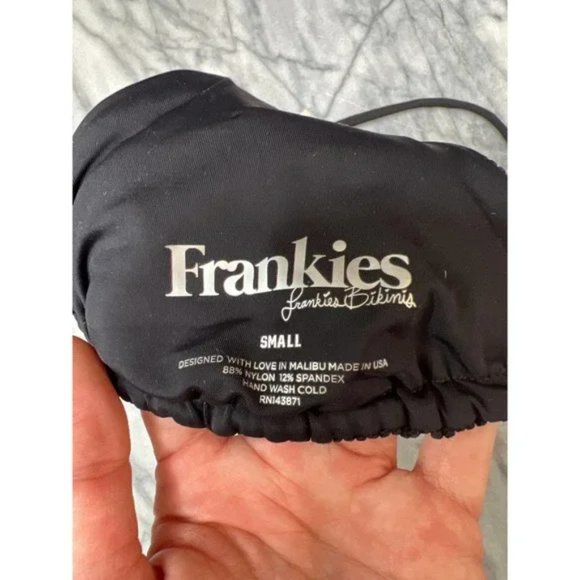 Frankies Sky Ribbed String Women's Triangle Bikini Top Black Size: Small NWOT - Picture 4 of 5